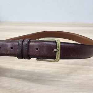 Vintage Coach Belt 36 90 M Burgundy Skinny Leather Solid Brass Buckle Dress USA